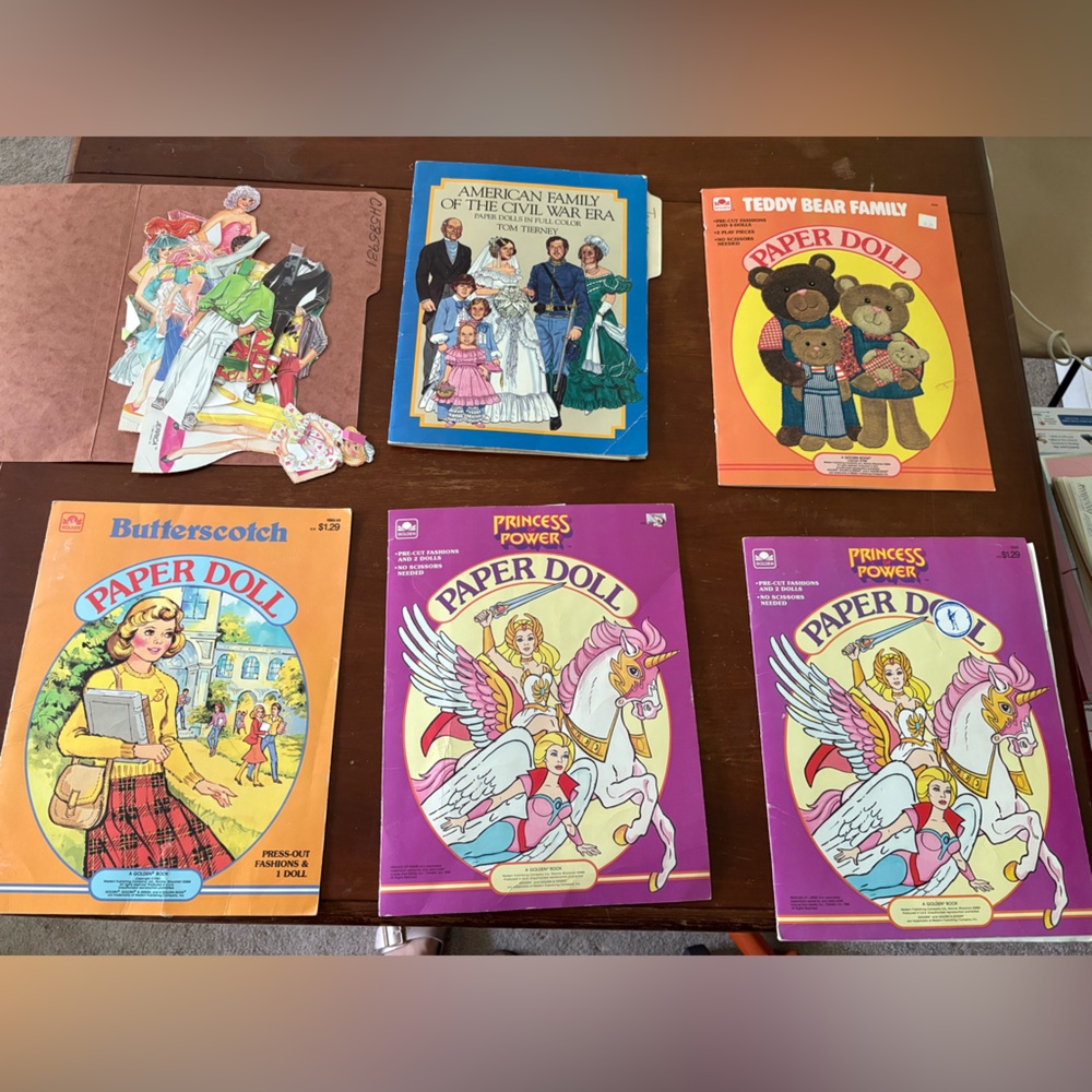 Set of 6 vintage 1980s paper dolls